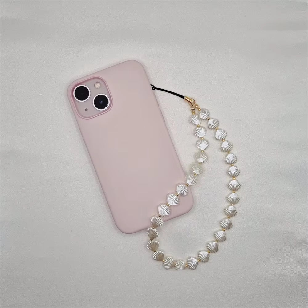 Heart Shell Bead Phone Chain Anti-Loss Charm Strap Keychain Lanyard Pendant Ins Bag Camera Decoration for Woman Girl