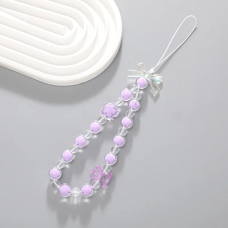 Women Girls Beaded Mobile Phone Lanyard Smartphone Chain Anti-Lost Tellphone Rope Candy Colored Wrist Strap Short Pendant Gifts