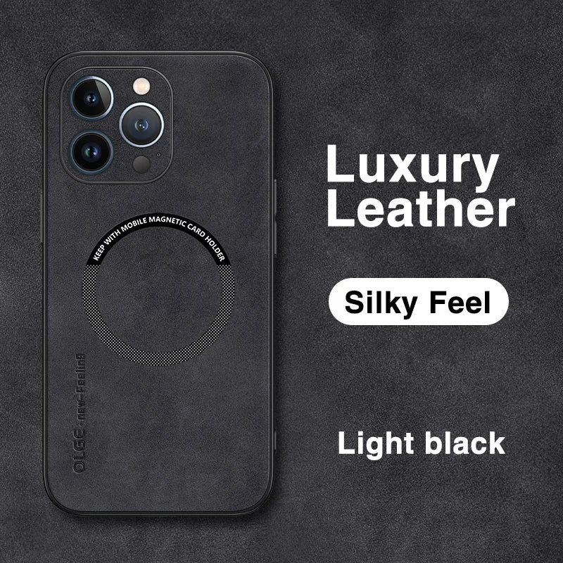 For Magsafe Luxury Leather Shockproof Phone Cases for Iphone 16 15 14 13 12 11 Pro Max 16E plus Magnetic Wireless Charging Cover