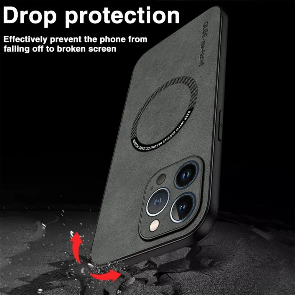 For Magsafe Luxury Leather Shockproof Phone Cases for Iphone 16 15 14 13 12 11 Pro Max 16E plus Magnetic Wireless Charging Cover