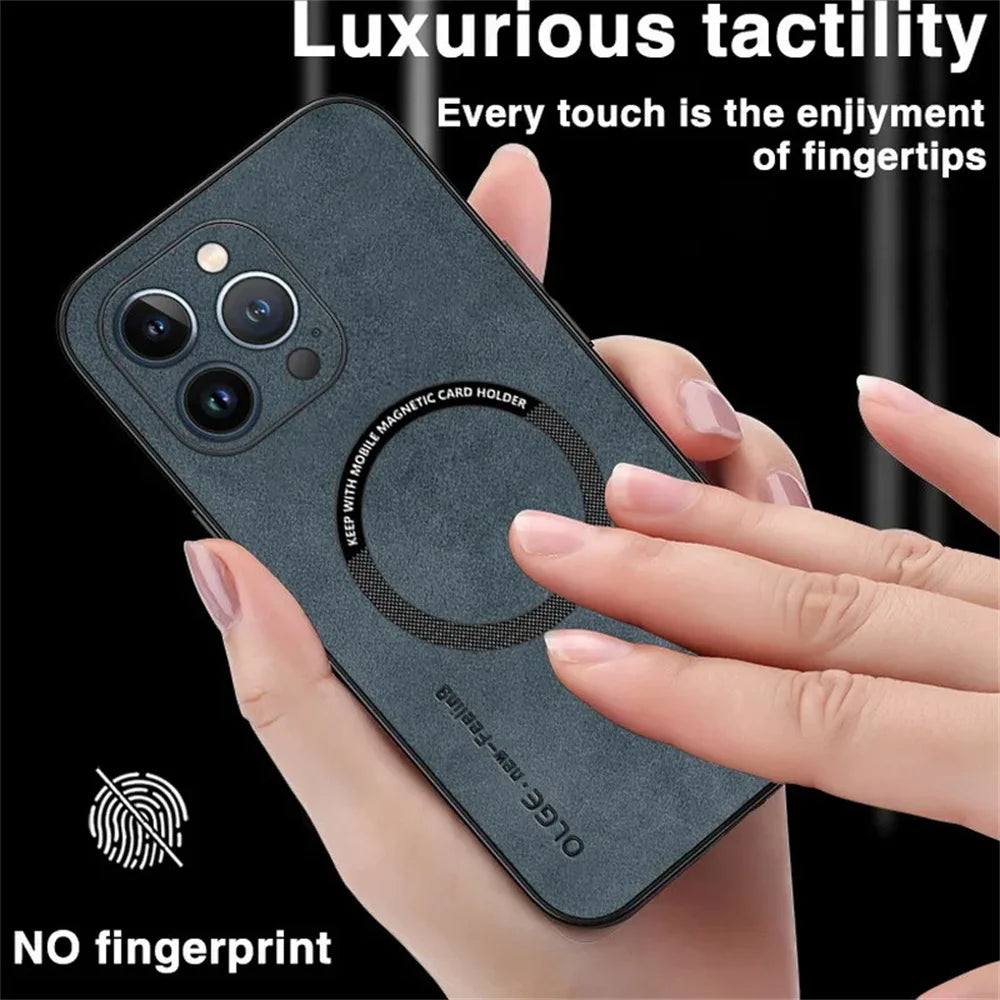 For Magsafe Luxury Leather Shockproof Phone Cases for Iphone 16 15 14 13 12 11 Pro Max 16E plus Magnetic Wireless Charging Cover