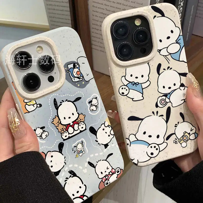 Sanrio Pochacco Cute Soft Phone Cases for Iphone 16 15 14 13 11 12 Pro Max plus X XR XS 7 8 plus Girl Shockproof Phone Cover Y2K