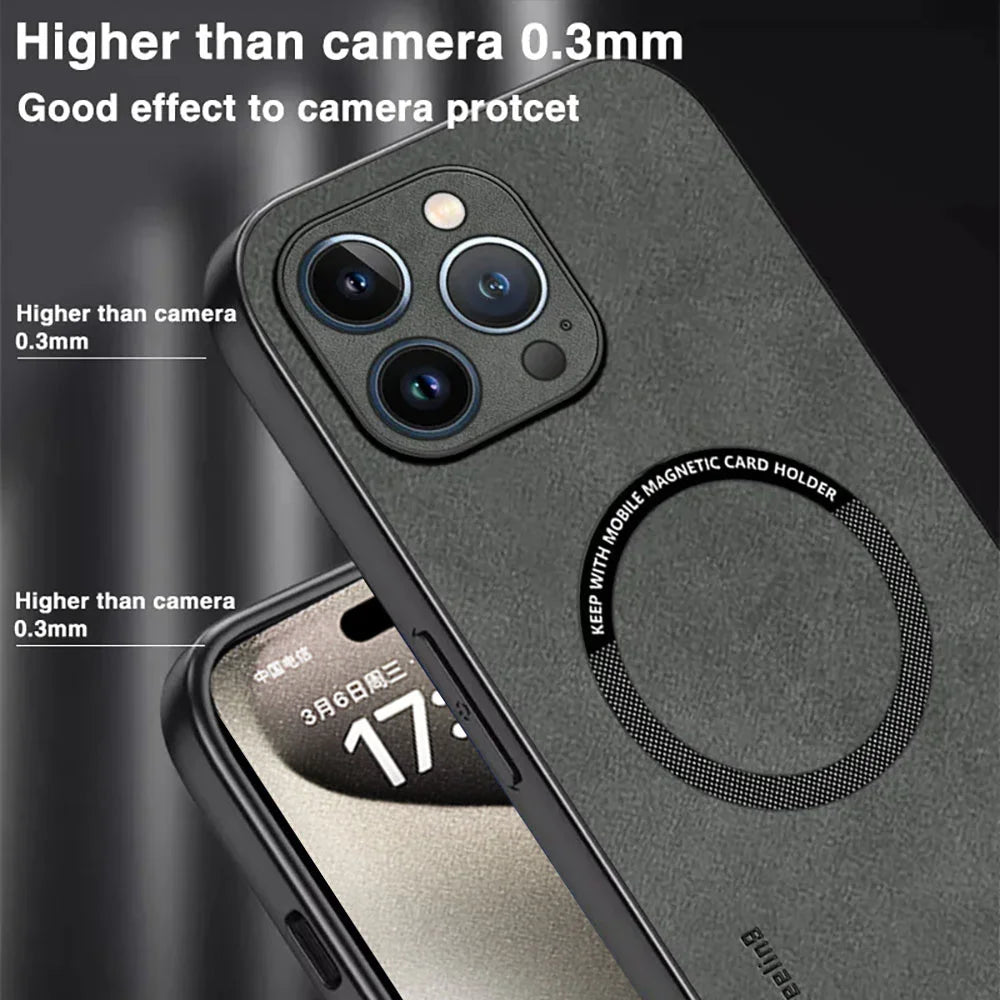 For Magsafe Luxury Leather Shockproof Phone Cases for Iphone 16 15 14 13 12 11 Pro Max 16E plus Magnetic Wireless Charging Cover
