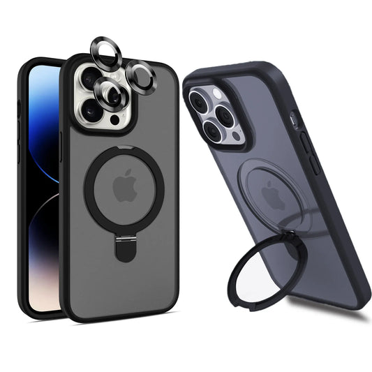 Magnetic Mobile Phone Case with Ring Stand for  16 15 14 Pro Max plus 13 12 11 Cases Translucent Cover with Protector