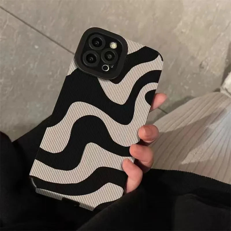 Fashion Zebra Stripe Black White Cases for Iphone 11 13 12 14 15 16 Pro Max plus Phone Cases Shockproof Silicone Soft Back Cover